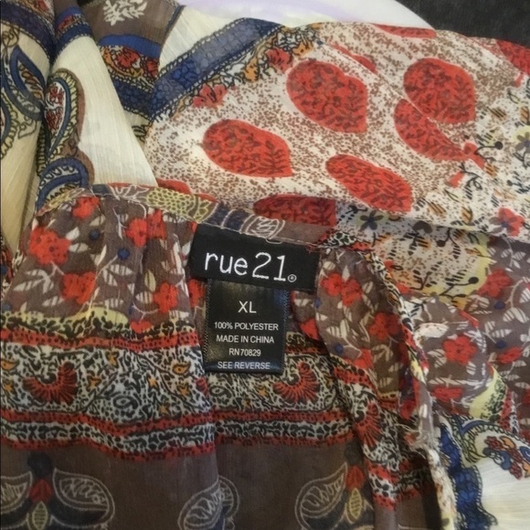 Rue 21  XL tie front semi sheer blouse - Picture 9 of 15